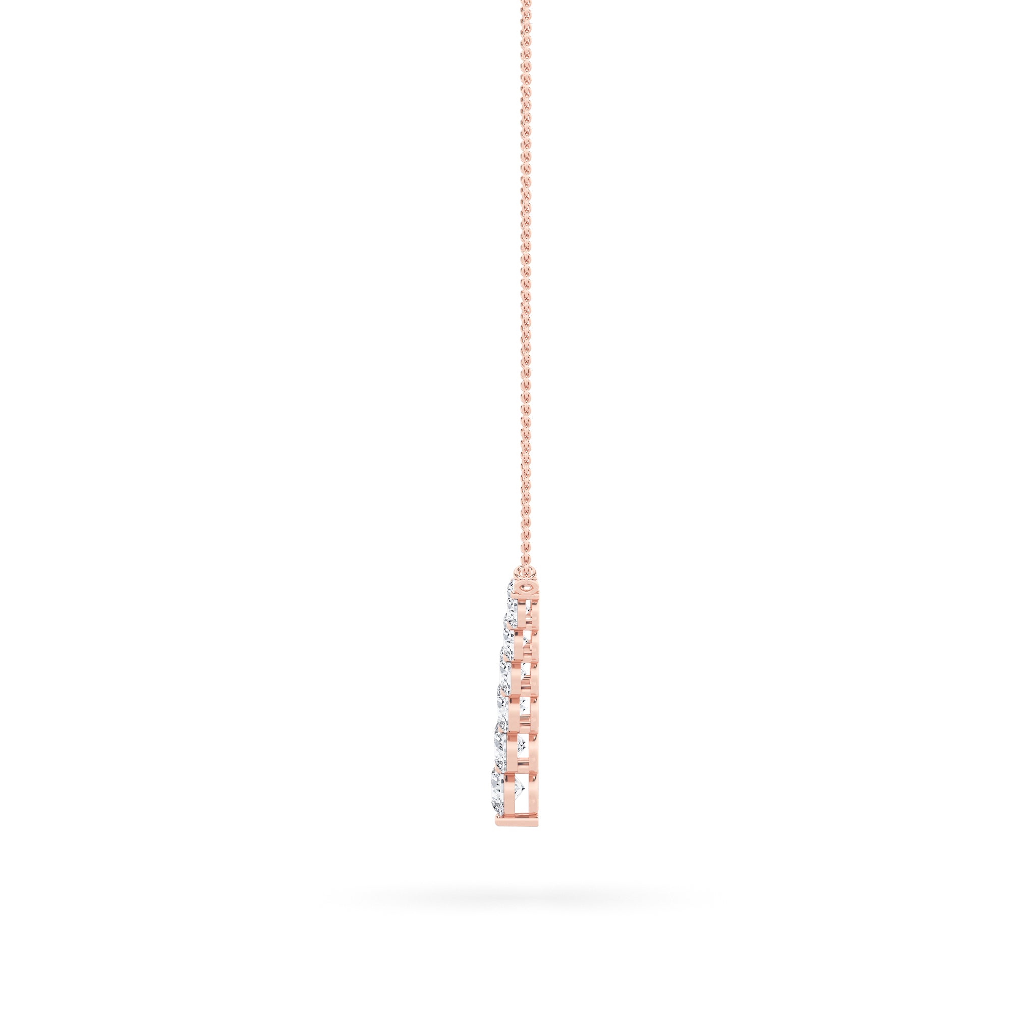 5CTW Round Shaped Lab Grown Diamond (F/VS) Graduating V Necklace in 14K Gold