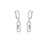 1CTW Emerald Shaped Lab Grown Diamond (F/VS) Paperclip Dangle Earrings in 14K Gold