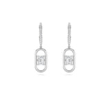 1CTW Emerald Shaped Lab Grown Diamond (F/VS) Paperclip Dangle Earrings in 14K Gold