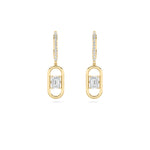 1CTW Emerald Shaped Lab Grown Diamond (F/VS) Paperclip Dangle Earrings in 14K Gold