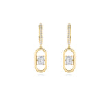 1CTW Emerald Shaped Lab Grown Diamond (F/VS) Paperclip Dangle Earrings in 14K Gold