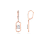 1CTW Emerald Shaped Lab Grown Diamond (F/VS) Paperclip Dangle Earrings in 14K Gold