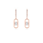 1CTW Emerald Shaped Lab Grown Diamond (F/VS) Paperclip Dangle Earrings in 14K Gold