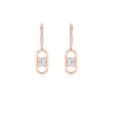 1CTW Emerald Shaped Lab Grown Diamond (F/VS) Paperclip Dangle Earrings in 14K Gold