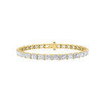 12CTW Emerald Shaped Lab Grown Diamond (F/VS) Tennis Bracelet in 14K Gold