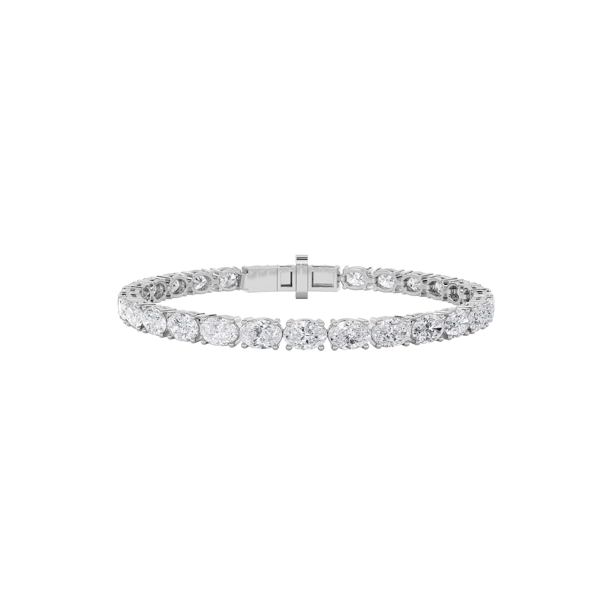 10.5CTW Oval Shaped Lab Grown Diamond (F/VS) Classic Line Bracelet in 14K Gold
