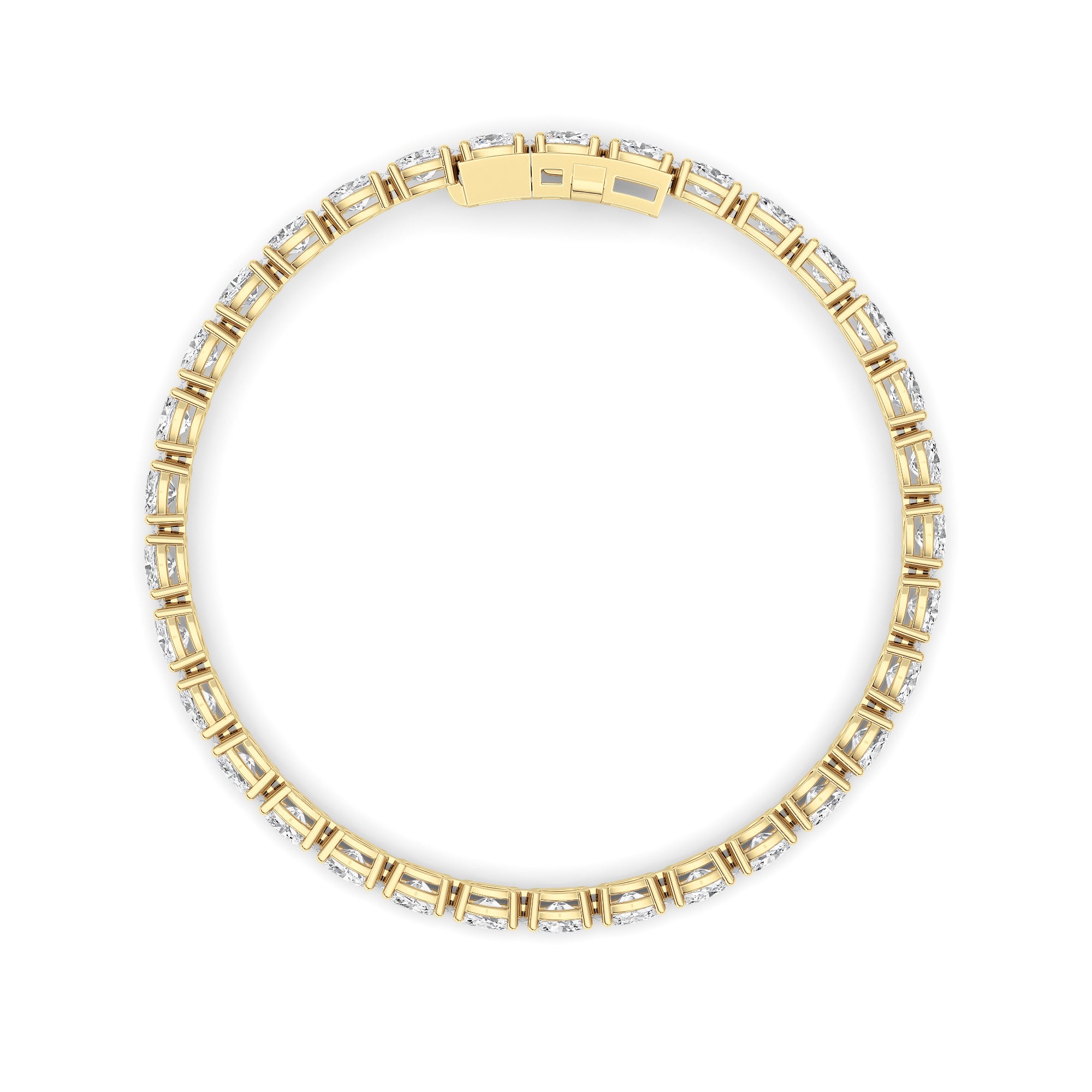 10.5CTW Oval Shaped Lab Grown Diamond (F/VS) Classic Line Bracelet in 14K Gold