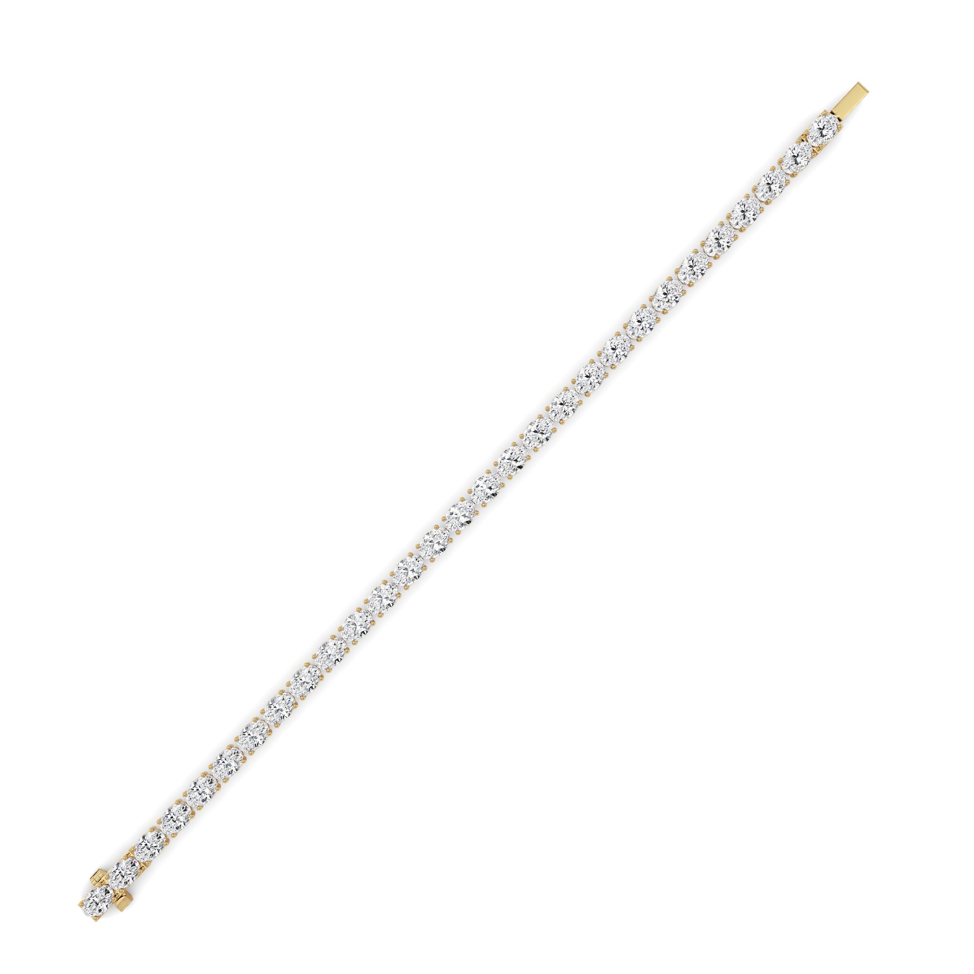 12CTW Oval Shaped Lab Grown Diamond (F/VS) Tennis Bracelet in 14K Gold