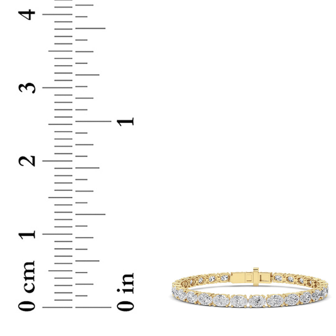 12CTW Oval Shaped Lab Grown Diamond (F/VS) Tennis Bracelet in 14K Gold