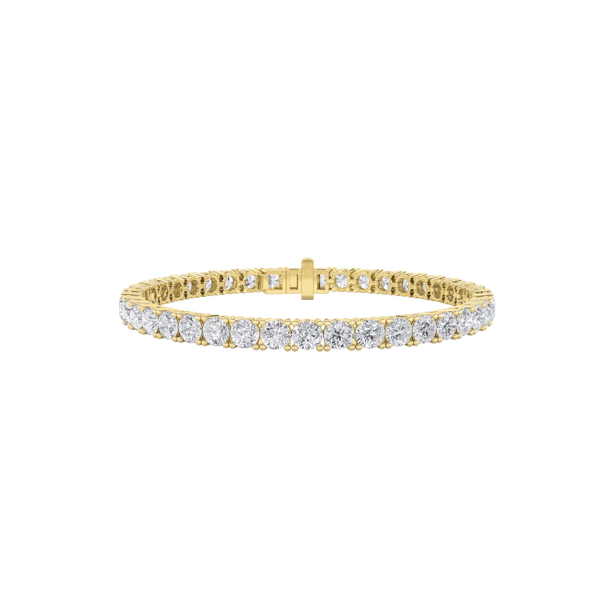 10CTW Round Shaped Lab Grown Diamond (F/VS) Tennis Bracelet in 14K Gold