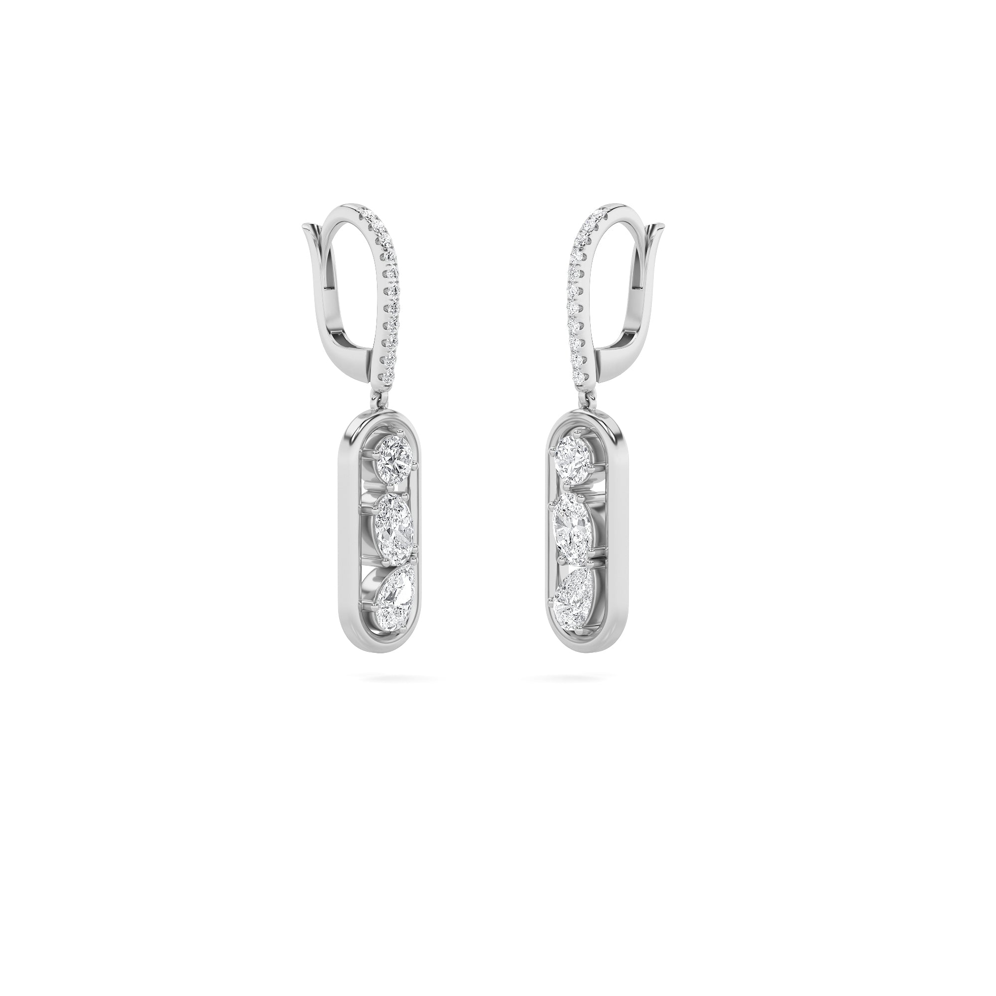 1.75CTW Mixed Shaped Lab Grown Diamond (F/VS) Paperclip Dangle Earrings in 14K Gold