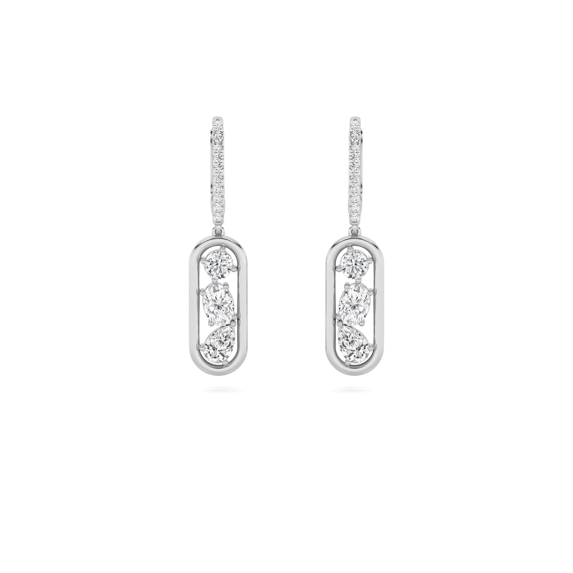 1.75CTW Mixed Shaped Lab Grown Diamond (F/VS) Paperclip Dangle Earrings in 14K Gold