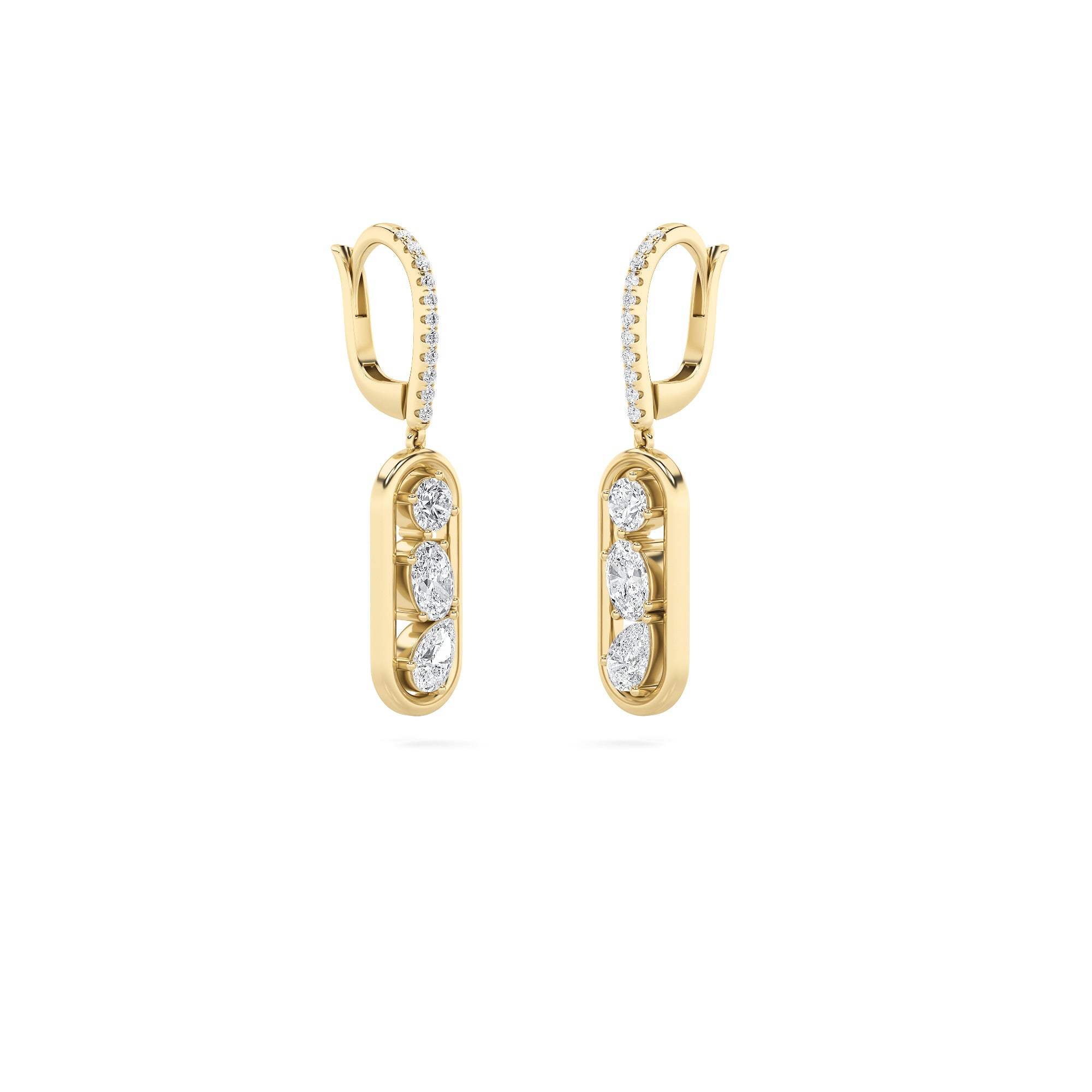 1.75CTW Mixed Shaped Lab Grown Diamond (F/VS) Paperclip Dangle Earrings in 14K Gold