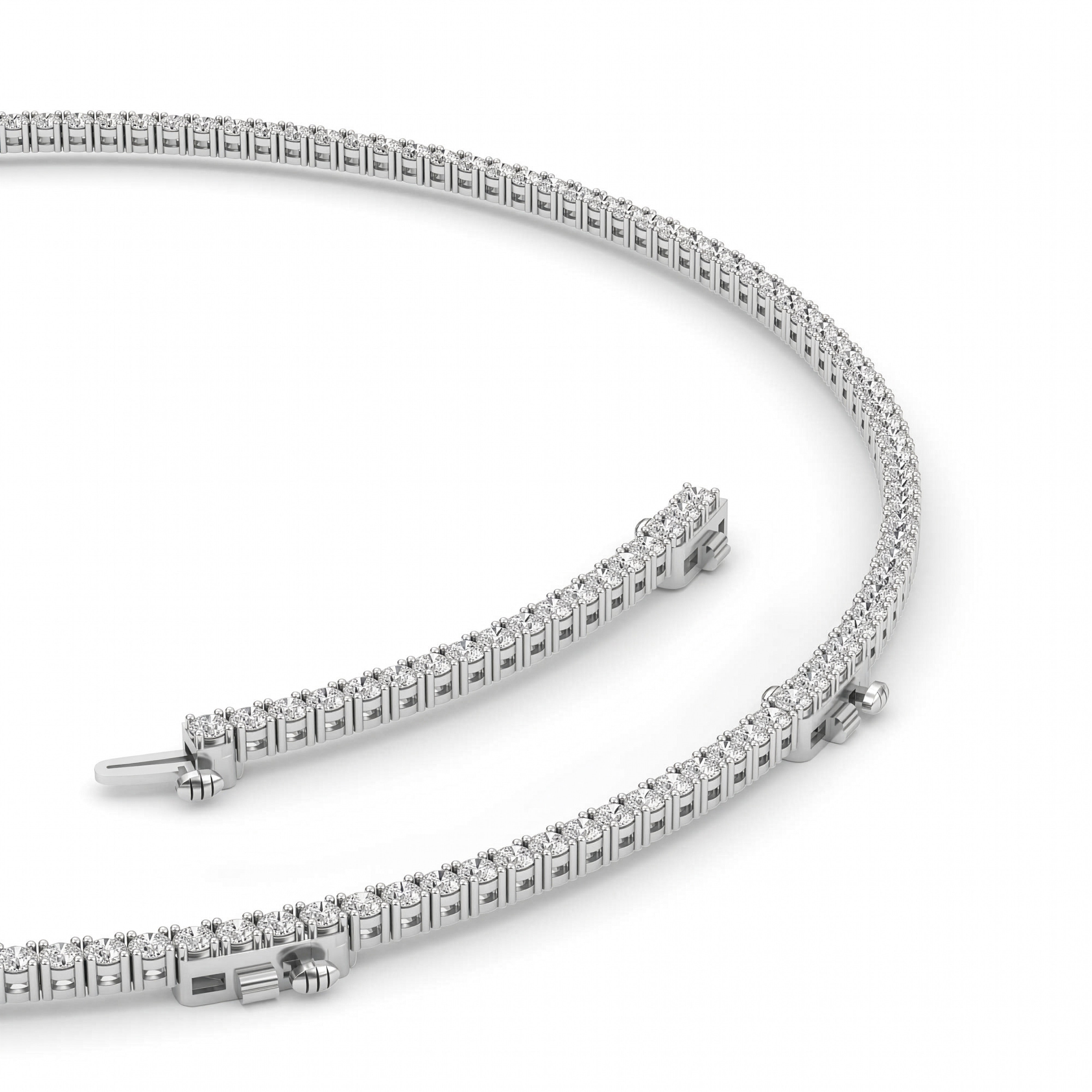 10CTW Round Shaped Lab Grown Diamond (F/VS) Tennis Necklace in 14K White Gold