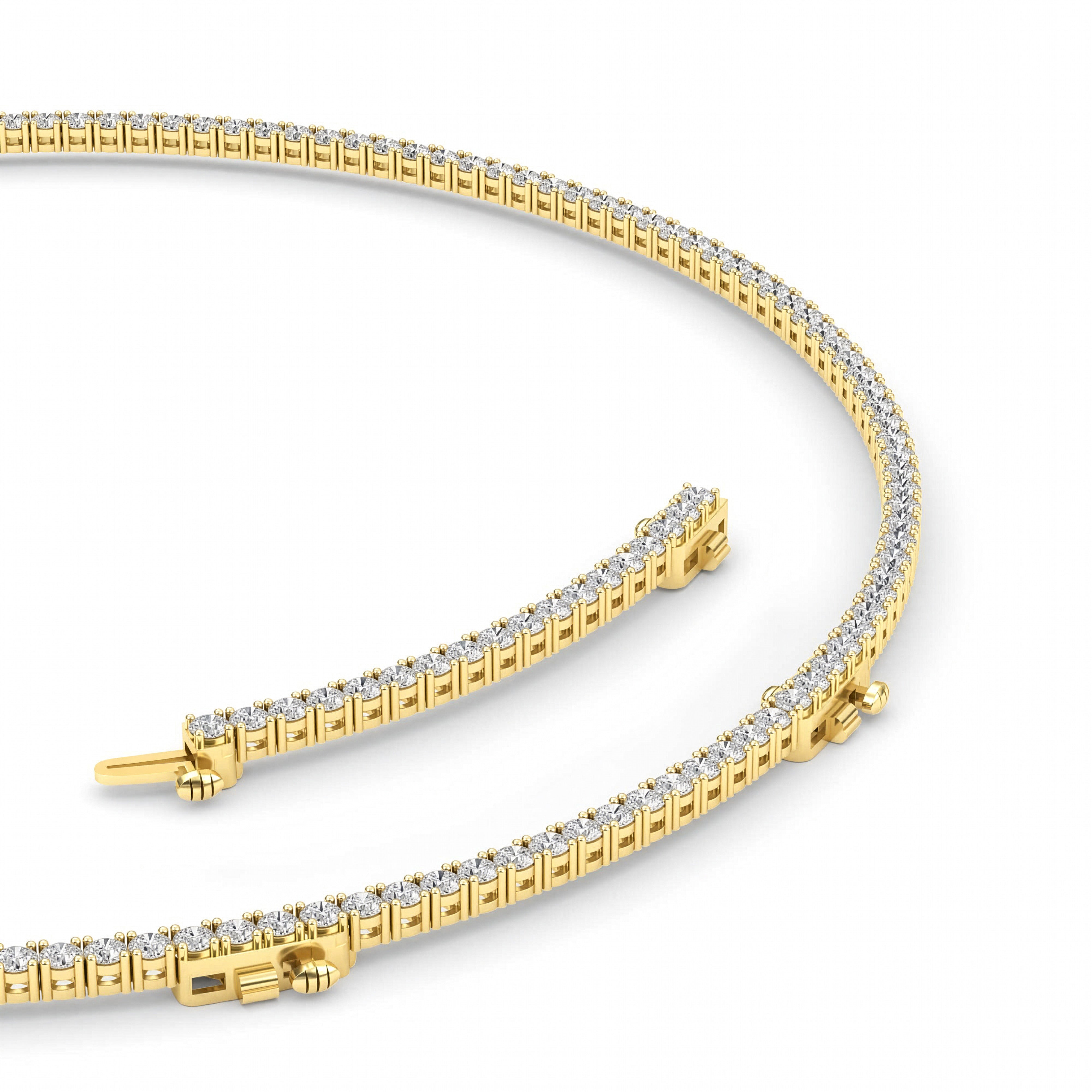10CTW Round Shaped Lab Grown Diamond (F/VS) Tennis Necklace in 14K Gold