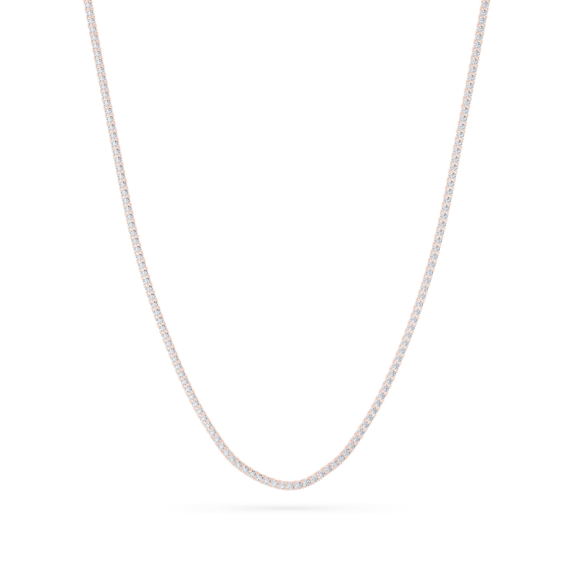 10CTW Round Shaped Lab Grown Diamond (F/VS) Tennis Necklace in 14K Gold
