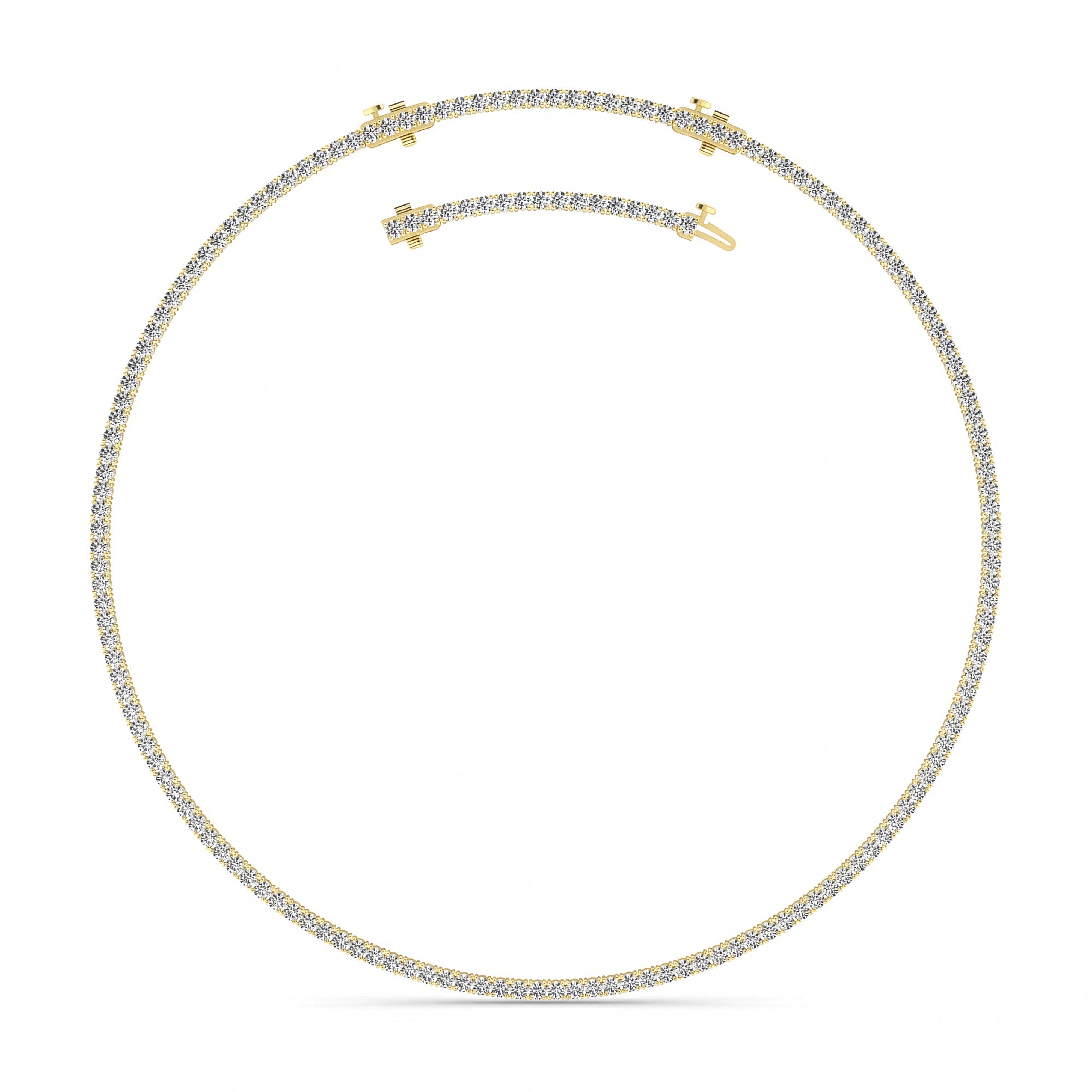15CTW Round Shaped Lab Grown Diamond Tennis Necklace in 14K Gold (F/VS)