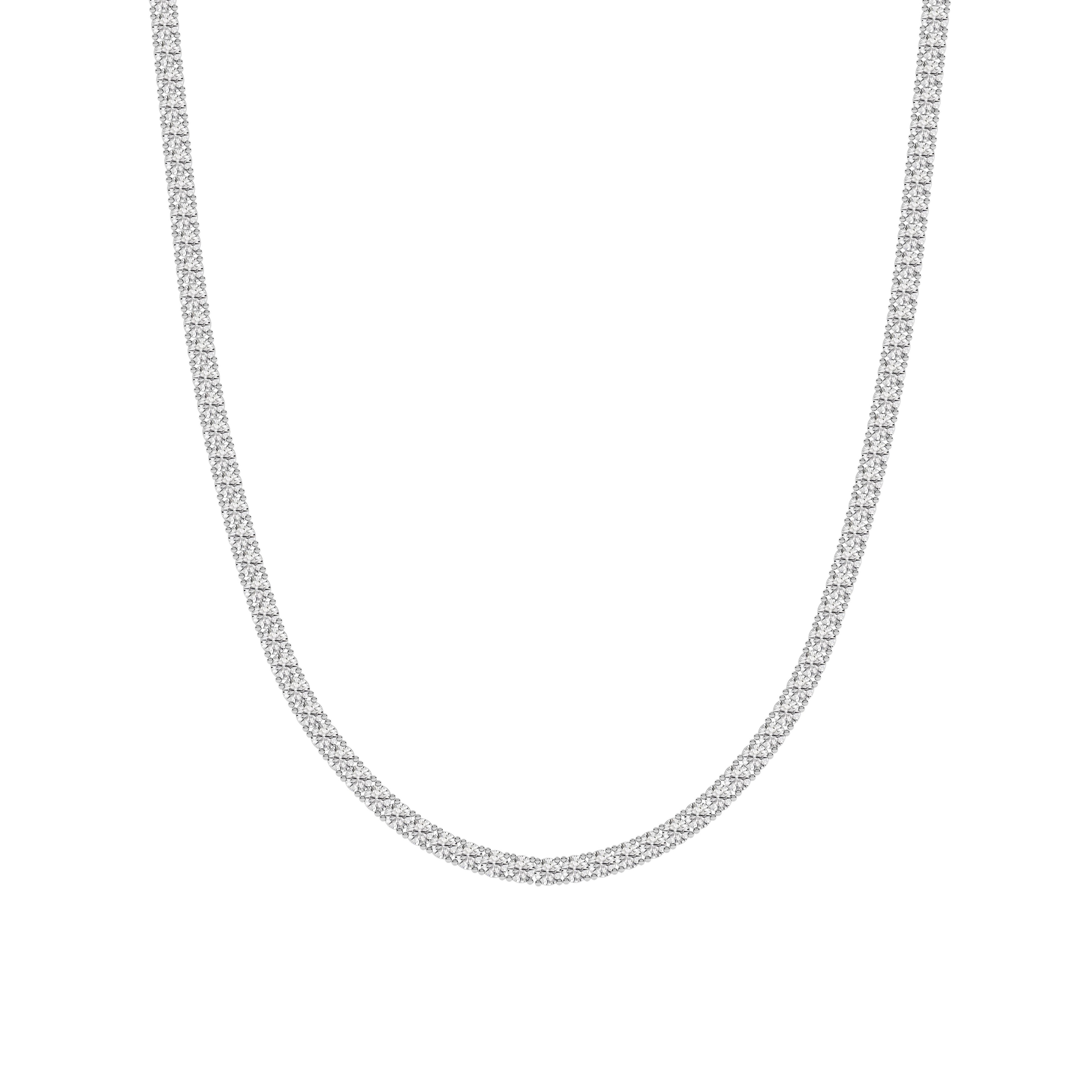 20CTW Round Shaped Lab Grown Diamond (F/VS) Necklace in 14K White Gold