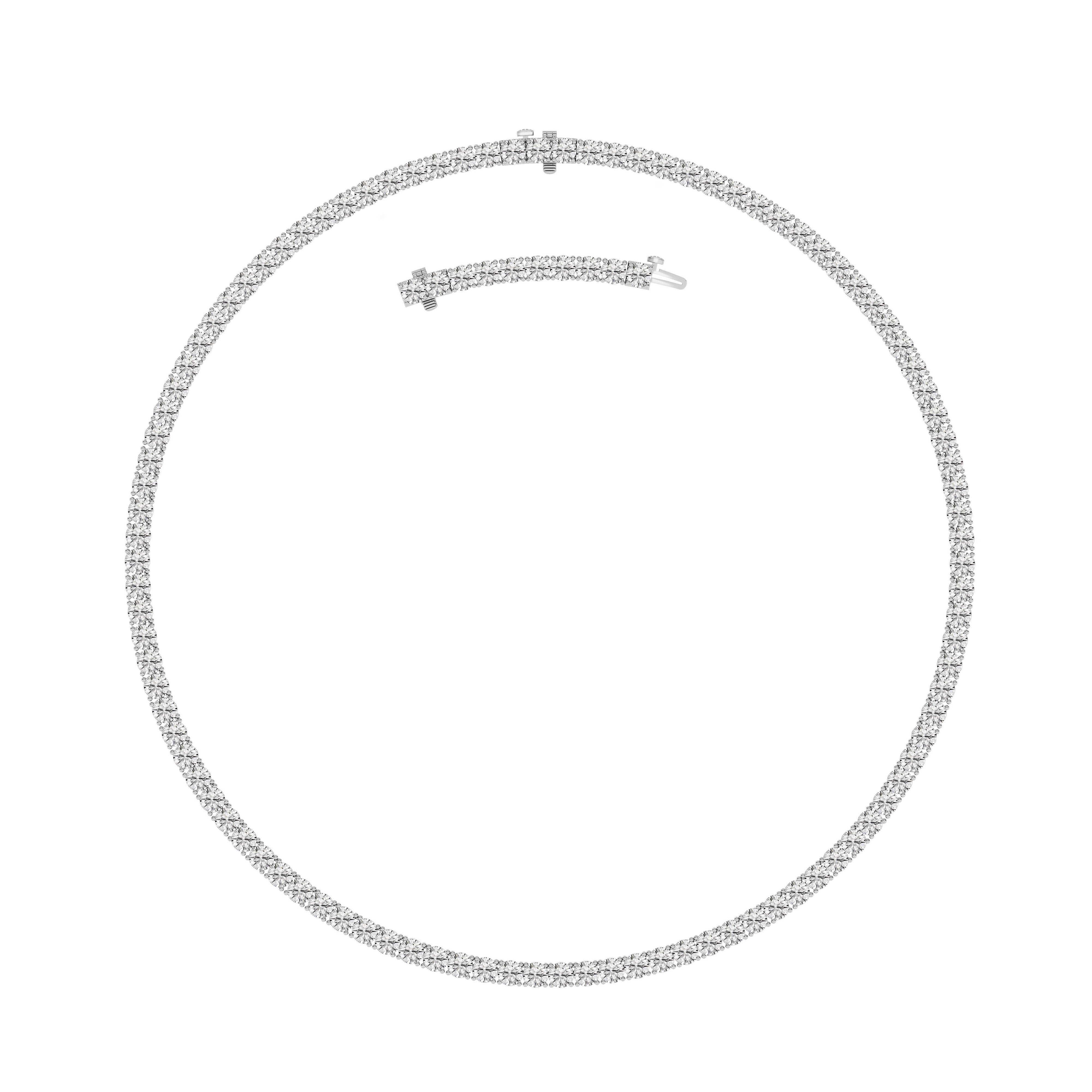 20CTW Round Shaped Lab Grown Diamond (F/VS) Necklace in 14K White Gold