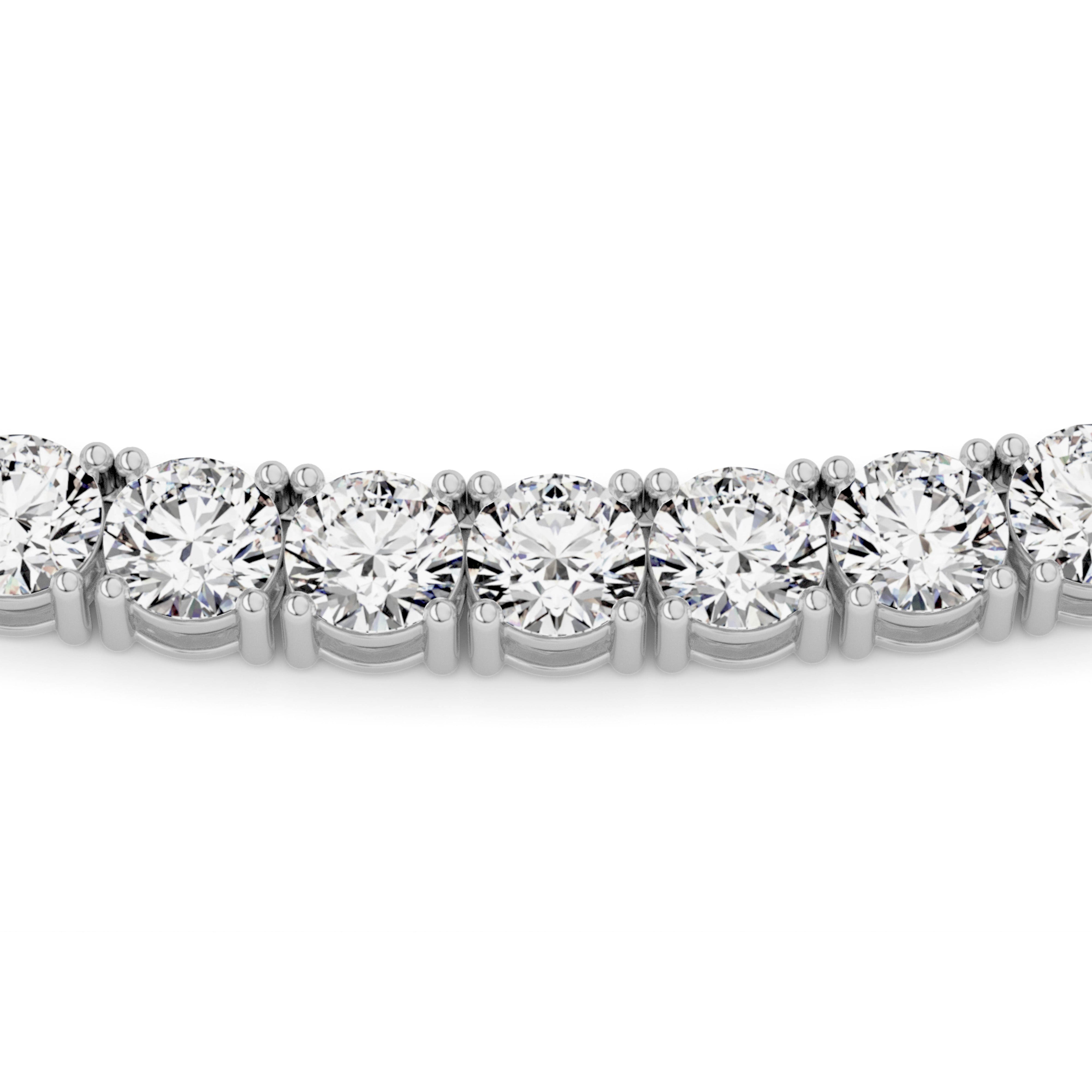 20CTW Round Shaped Lab Grown Diamond (F/VS) Necklace in 14K White Gold