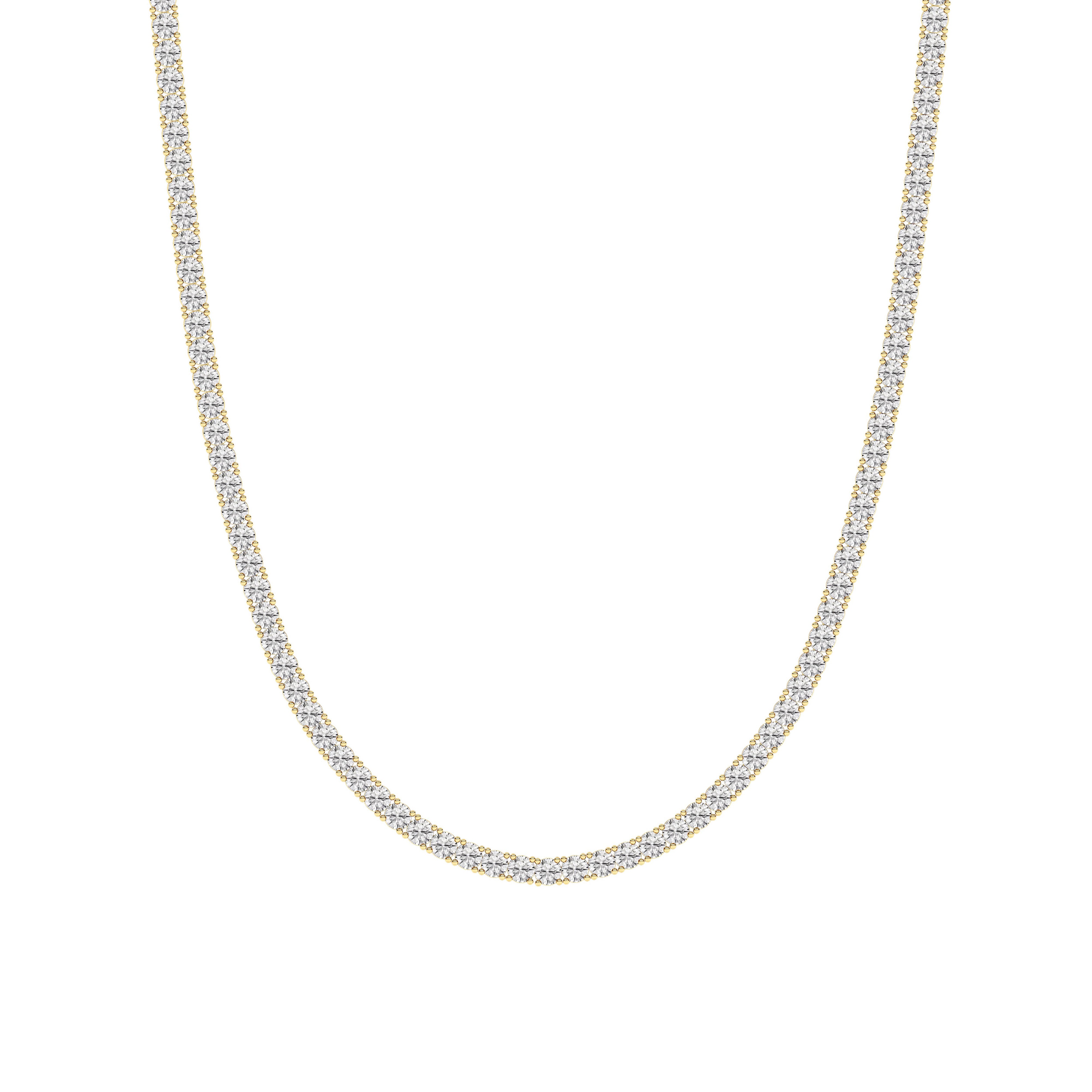 20CTW Round Shaped Lab Grown Diamond Tennis Necklace in 14K Gold (F/VS)