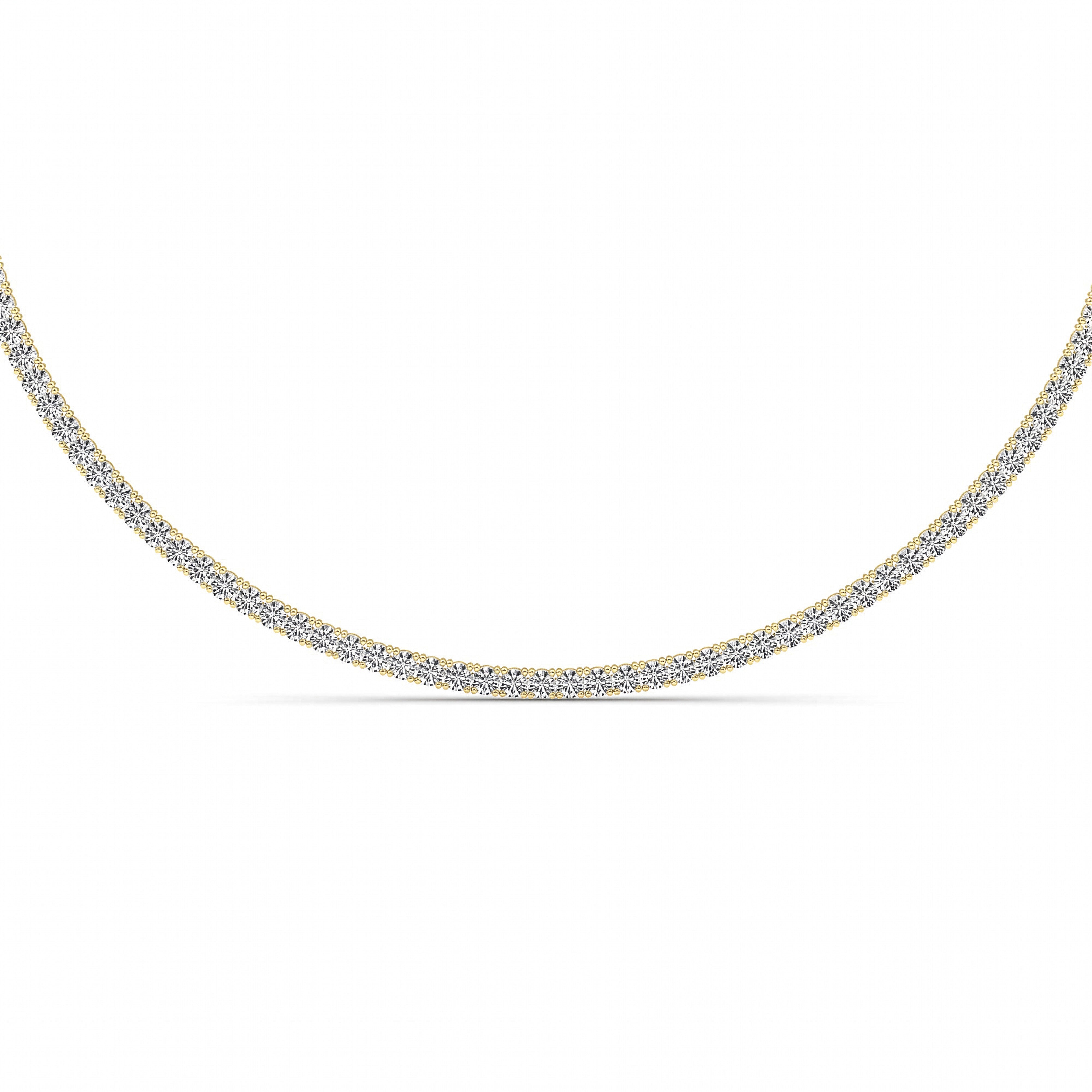 20CTW Round Shaped Lab Grown Diamond Tennis Necklace in 14K Gold (F/VS)