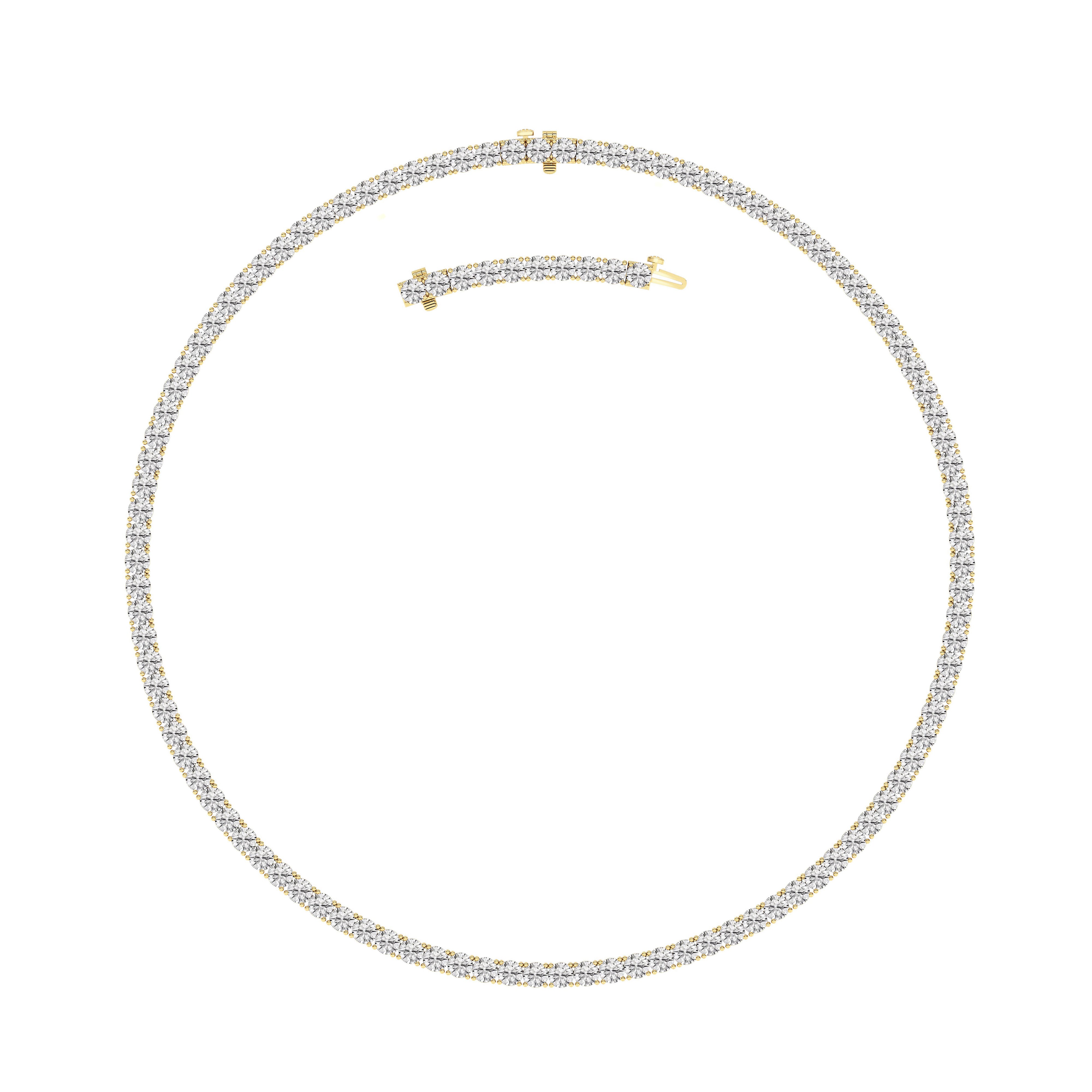 20CTW Round Shaped Lab Grown Diamond Tennis Necklace in 14K Gold (F/VS)