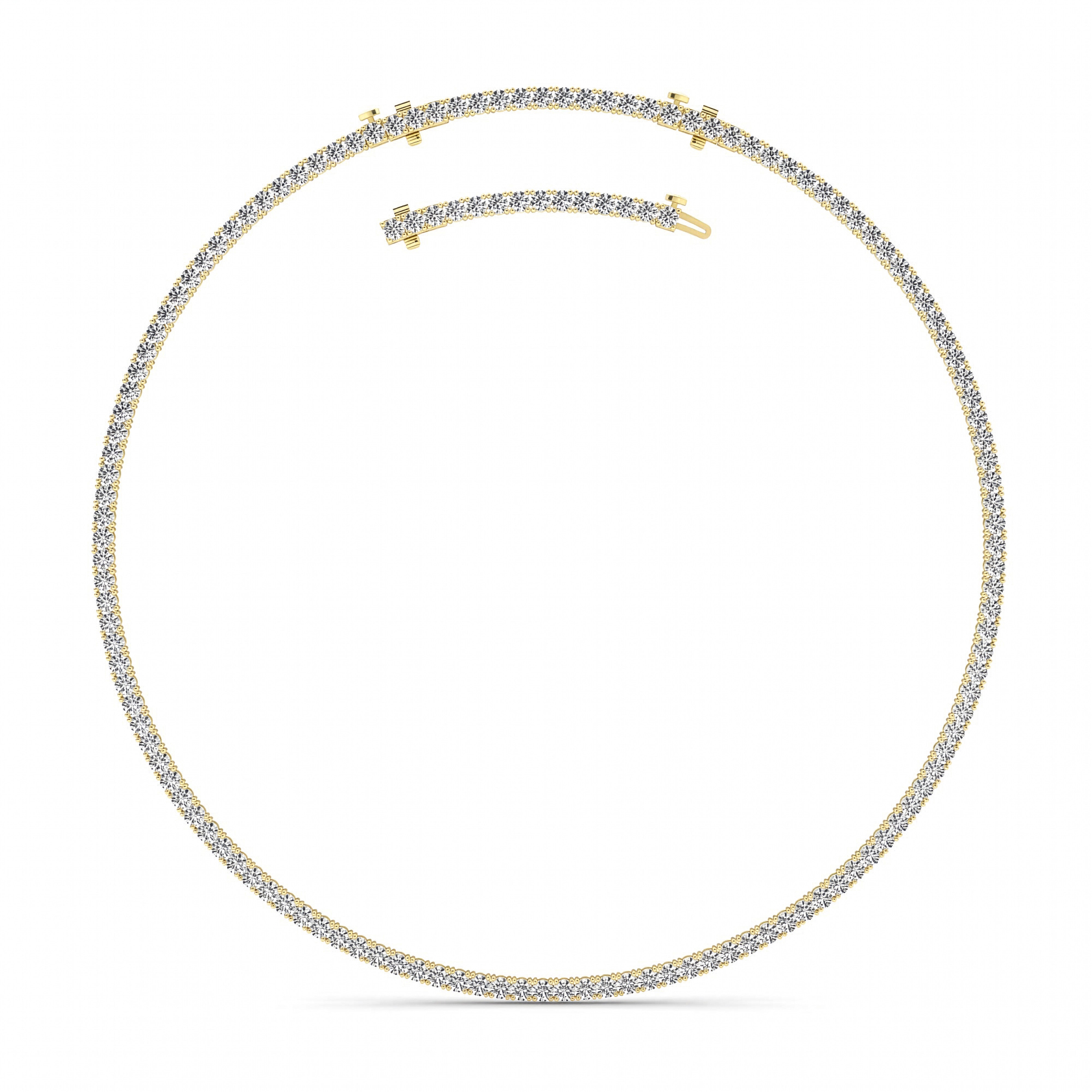 20CTW Round Shaped Lab Grown Diamond Tennis Necklace in 14K Gold (F/VS)