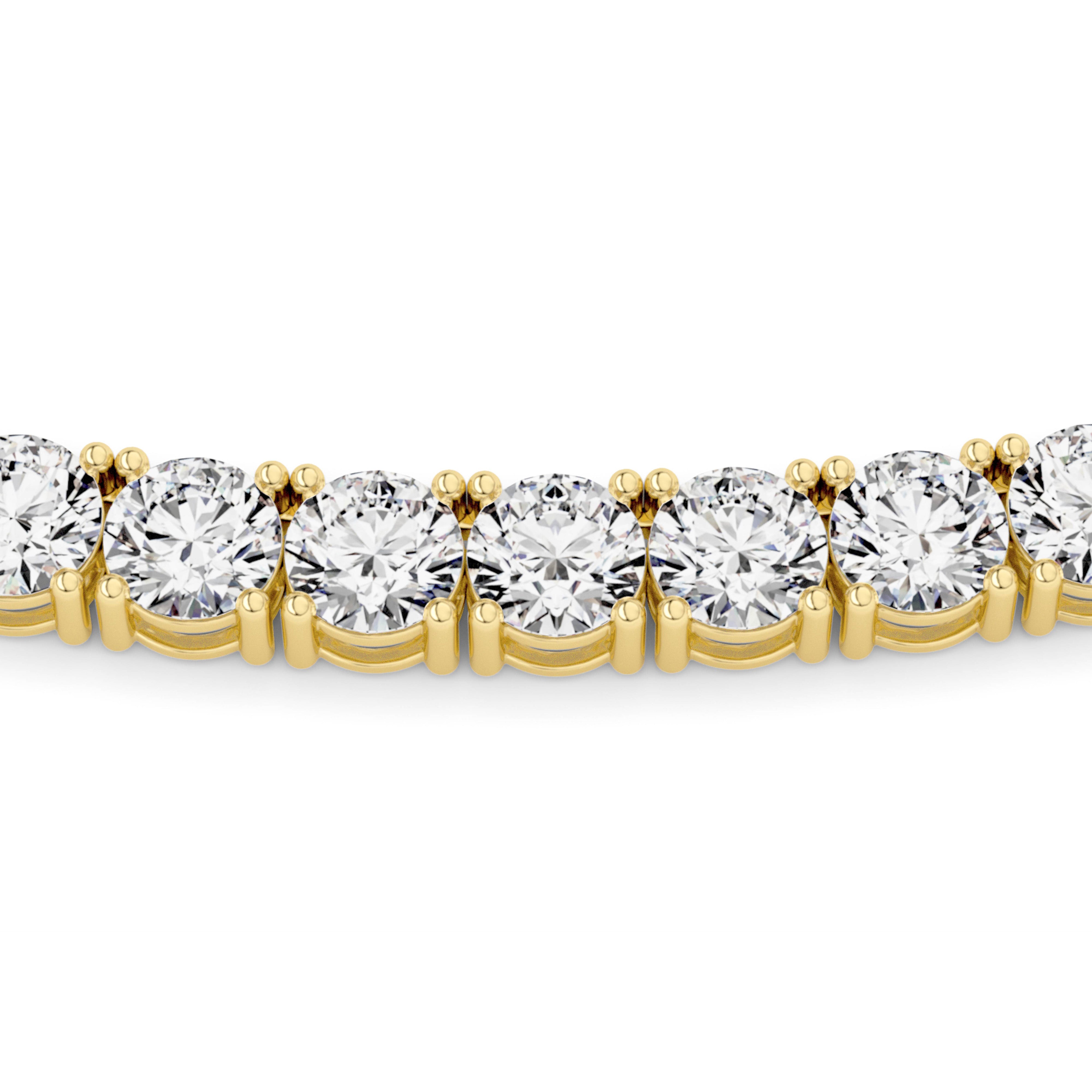 20CTW Round Shaped Lab Grown Diamond Tennis Necklace in 14K Gold (F/VS)