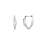 1CTW Marquise Shaped Lab Grown Diamond (F/VS) Solitaire Huggie  Earrings in 14K Gold