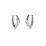 1CTW Marquise Shaped Lab Grown Diamond (F/VS) Solitaire Huggie  Earrings in 14K Gold