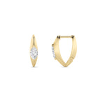1CTW Marquise Shaped Lab Grown Diamond (F/VS) Solitaire Huggie  Earrings in 14K Gold