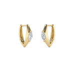 1CTW Marquise Shaped Lab Grown Diamond (F/VS) Solitaire Huggie  Earrings in 14K Gold