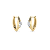 1CTW Marquise Shaped Lab Grown Diamond (F/VS) Solitaire Huggie  Earrings in 14K Gold