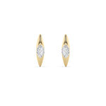 1CTW Marquise Shaped Lab Grown Diamond (F/VS) Solitaire Huggie  Earrings in 14K Gold