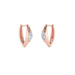 1CTW Marquise Shaped Lab Grown Diamond (F/VS) Solitaire Huggie  Earrings in 14K Gold