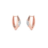 1CTW Marquise Shaped Lab Grown Diamond (F/VS) Solitaire Huggie  Earrings in 14K Gold