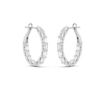4CTW Emerald Shaped Lab Grown Diamond (F/VS) Earring in 14K White Gold