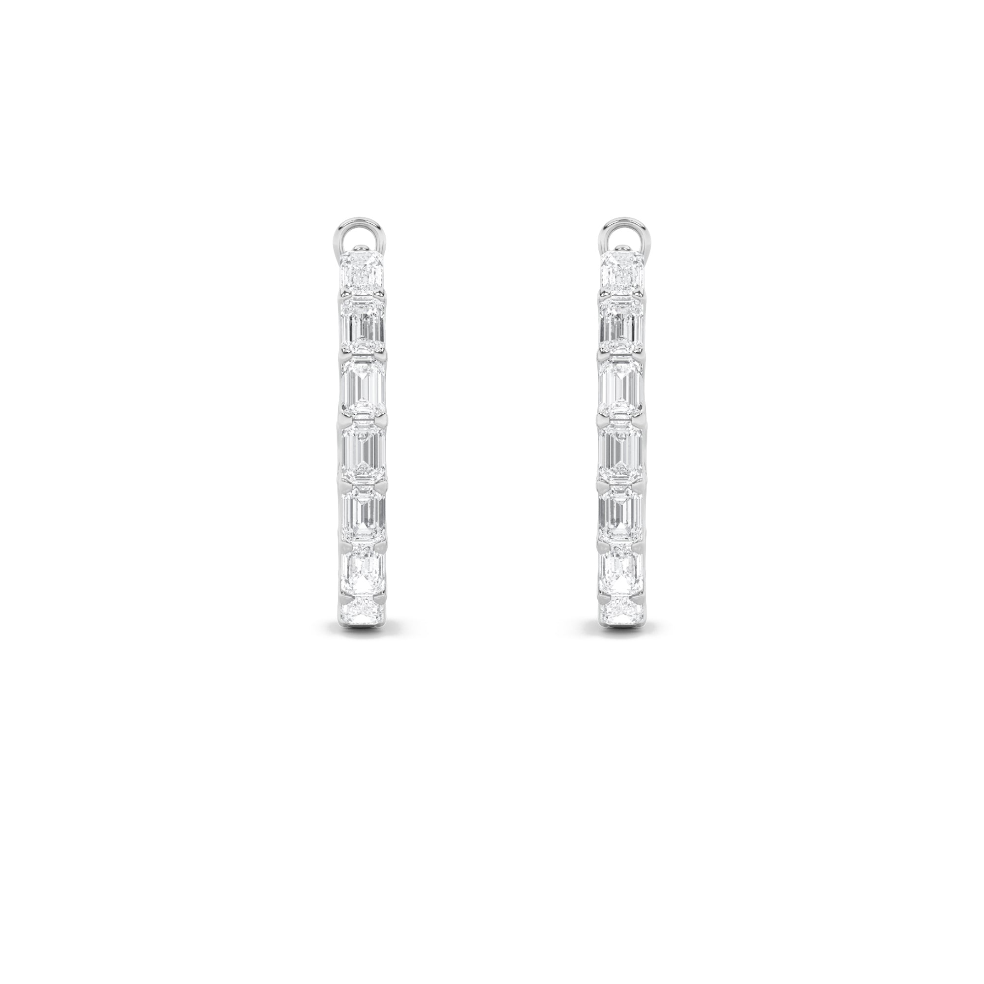 4CTW Emerald Shaped Lab Grown Diamond (F/VS) Earring in 14K White Gold