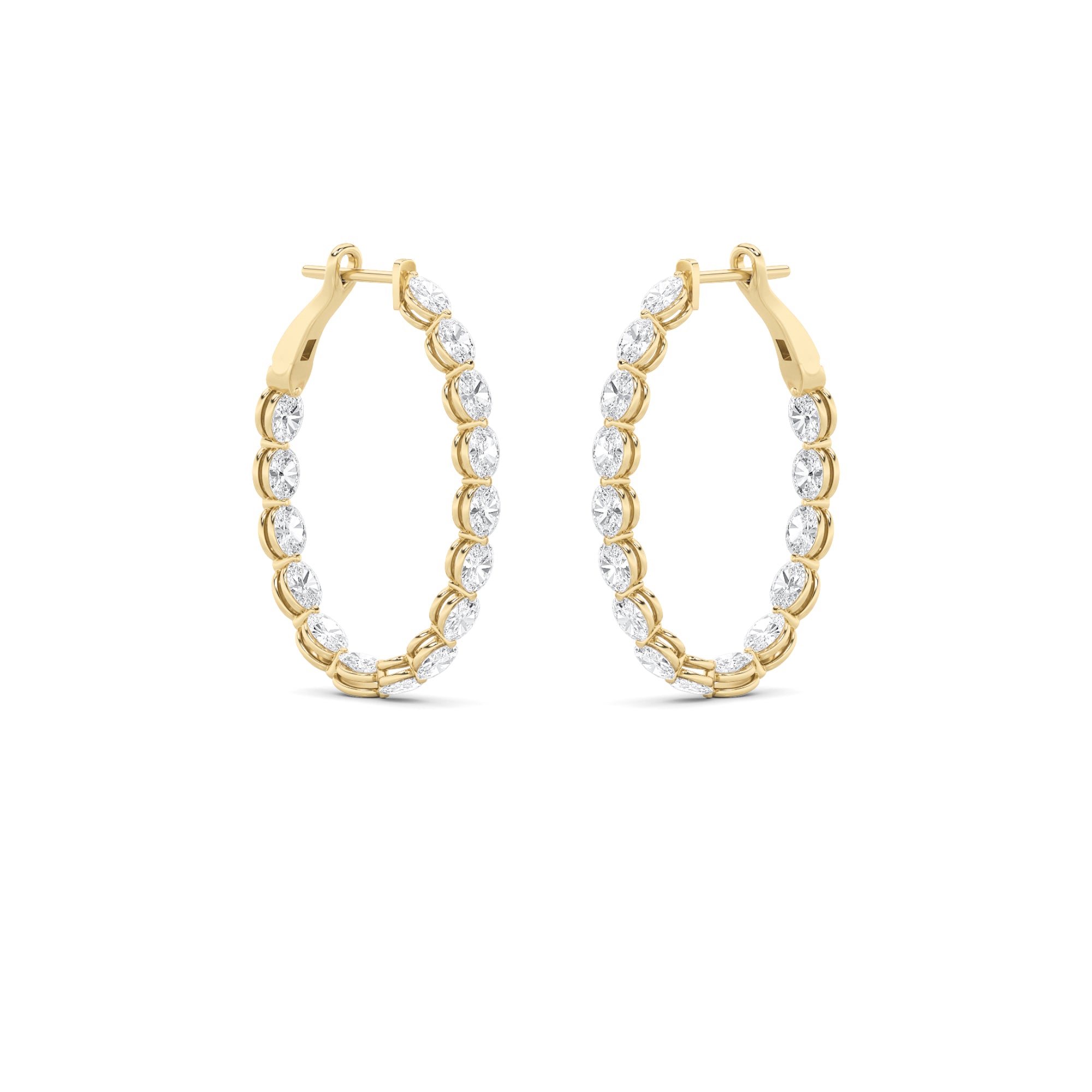 6CTW Oval Shaped Lab Grown Diamond (F/VS) Inside Out Hoop Earrings in 14K Gold
