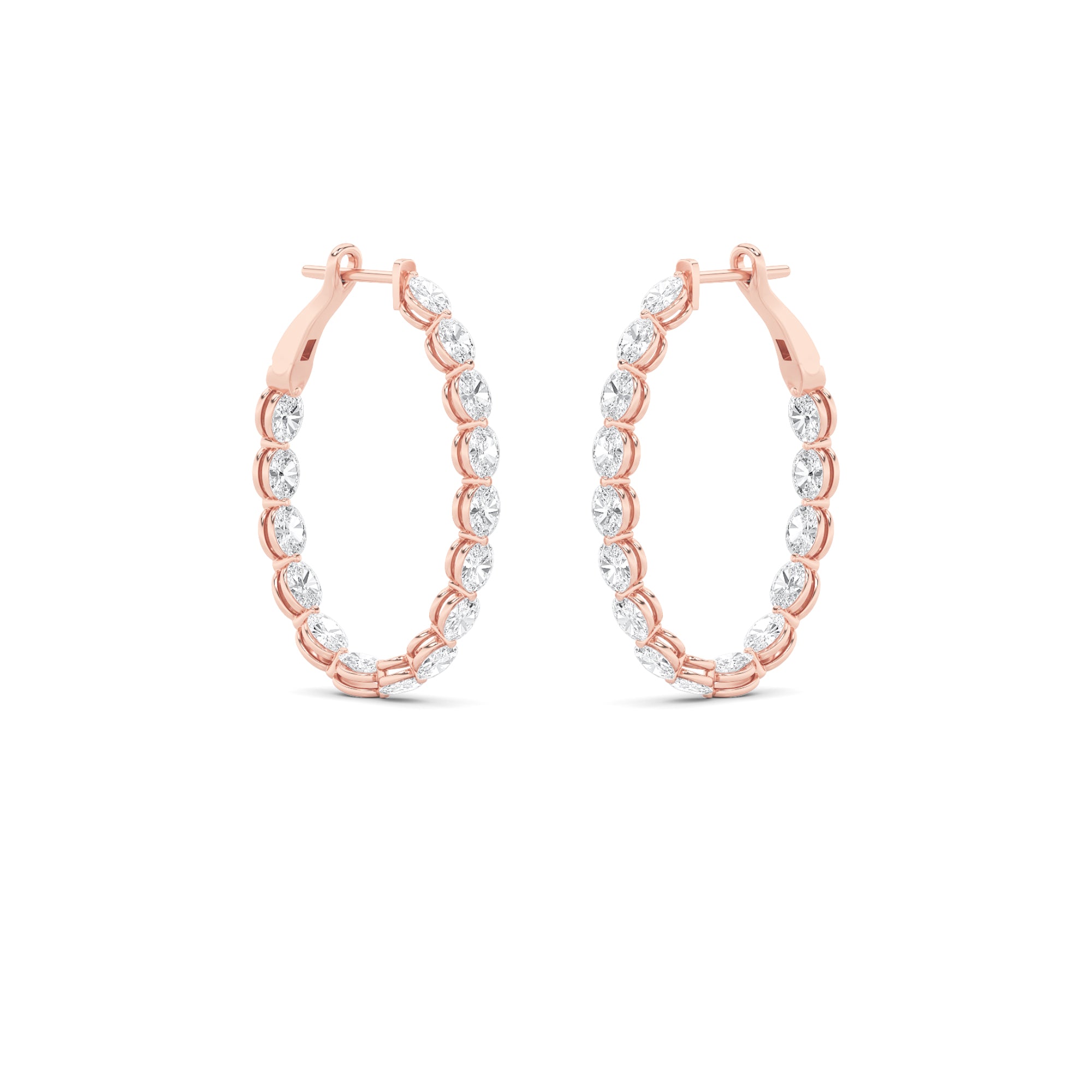 6CTW Oval Shaped Lab Grown Diamond (F/VS) Inside Out Hoop Earrings in 14K Gold