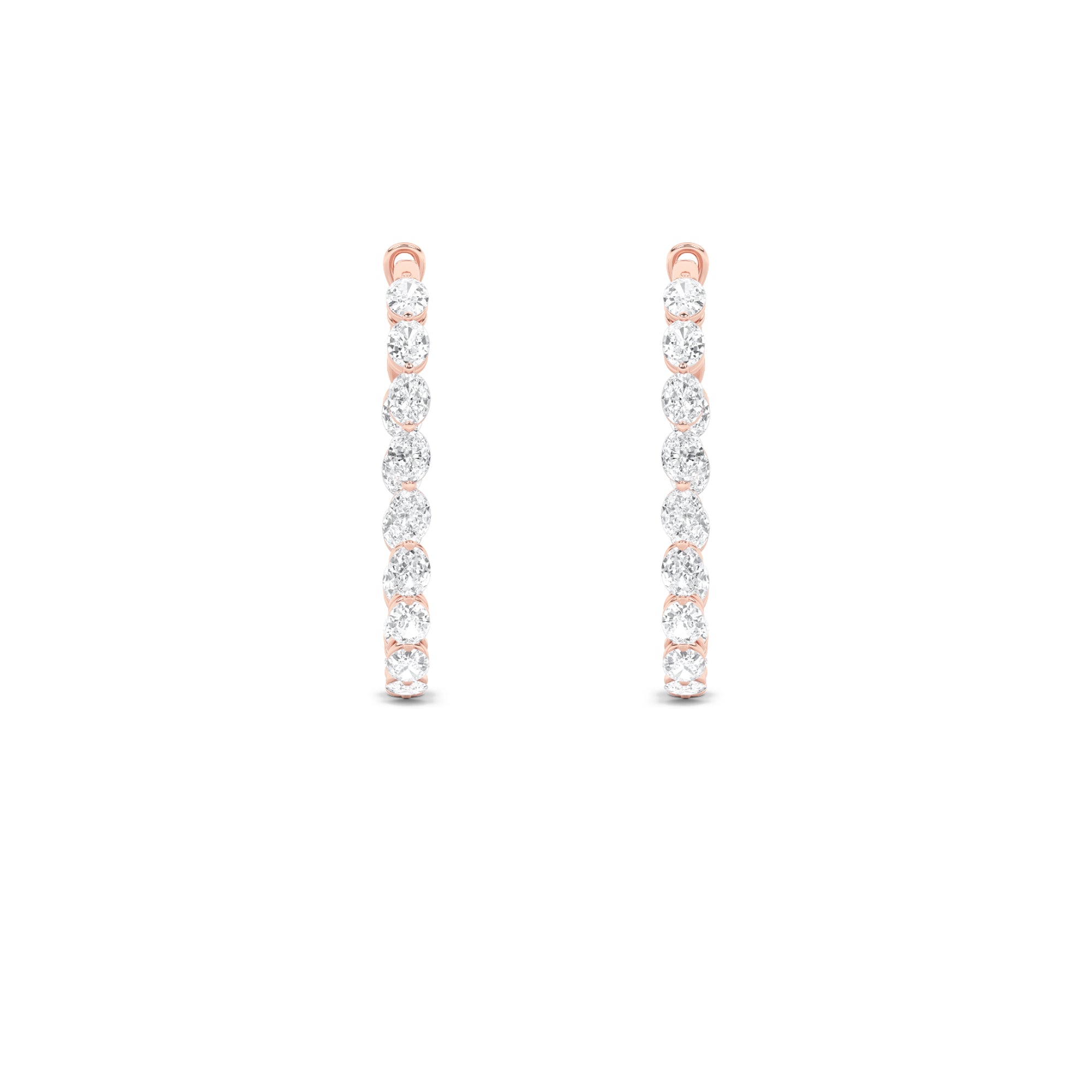 6CTW Oval Shaped Lab Grown Diamond (F/VS) Inside Out Hoop Earrings in 14K Gold