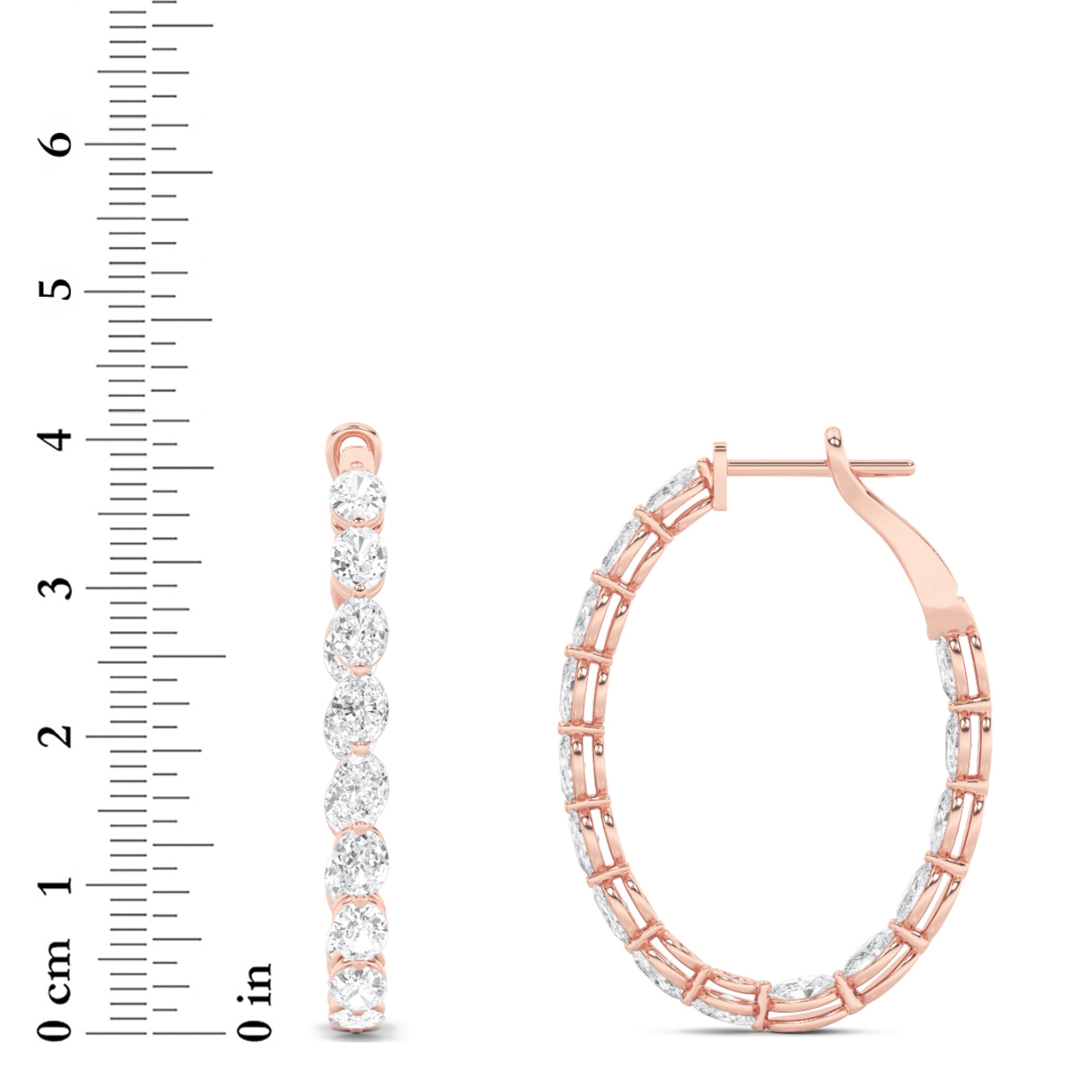6CTW Oval Shaped Lab Grown Diamond (F/VS) Inside Out Hoop Earrings in 14K Gold