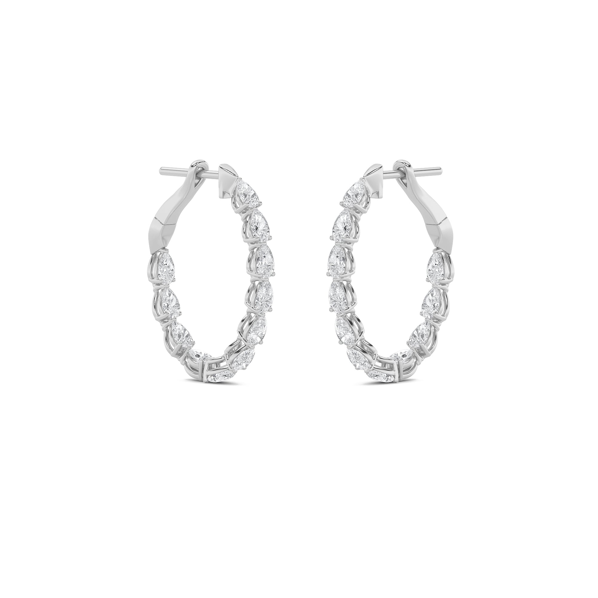 4.25CTW Pear Shaped Lab Grown Diamond (F/VS) Inside Out Hoop Earrings in 14K Gold