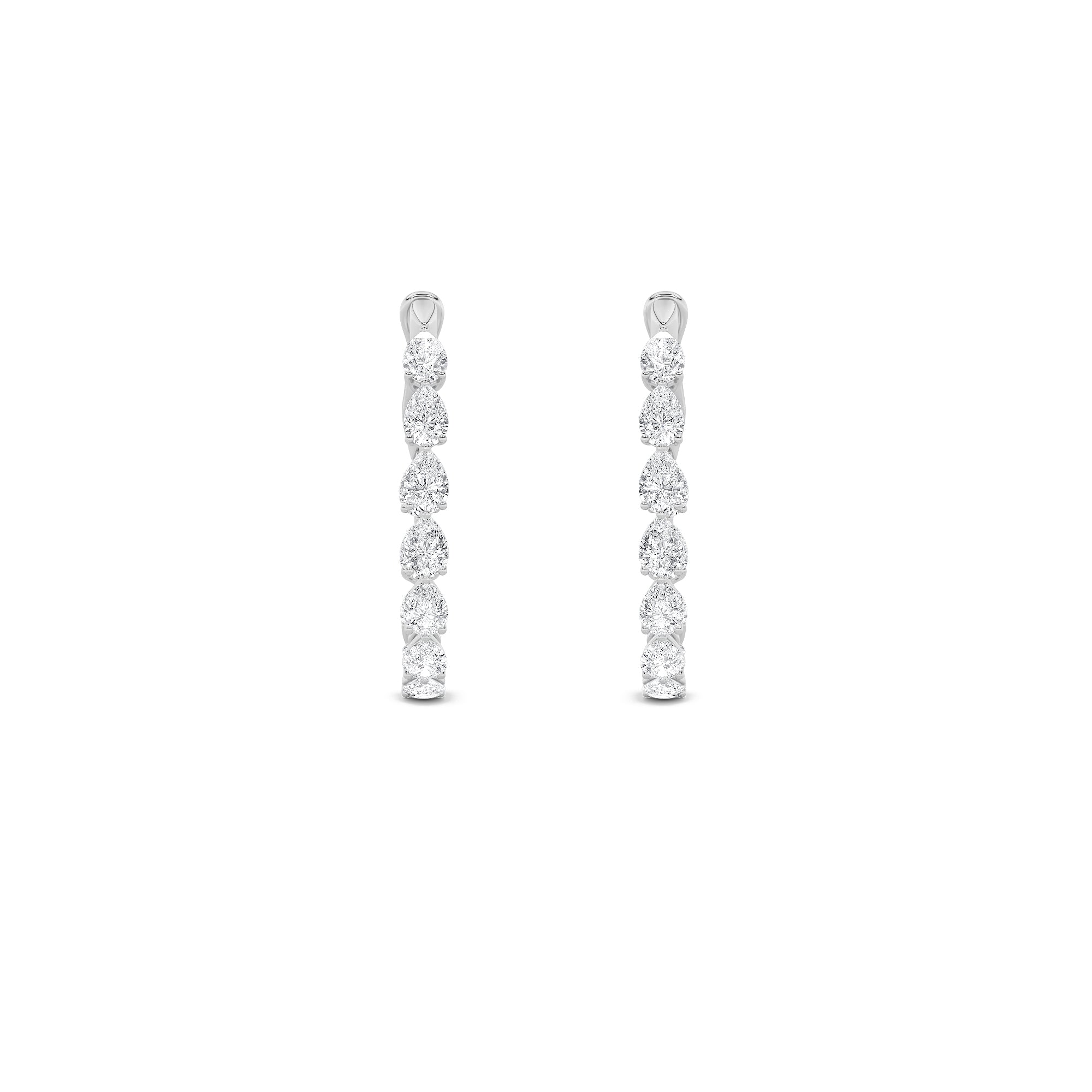 4.25CTW Pear Shaped Lab Grown Diamond (F/VS) Inside Out Hoop Earrings in 14K Gold