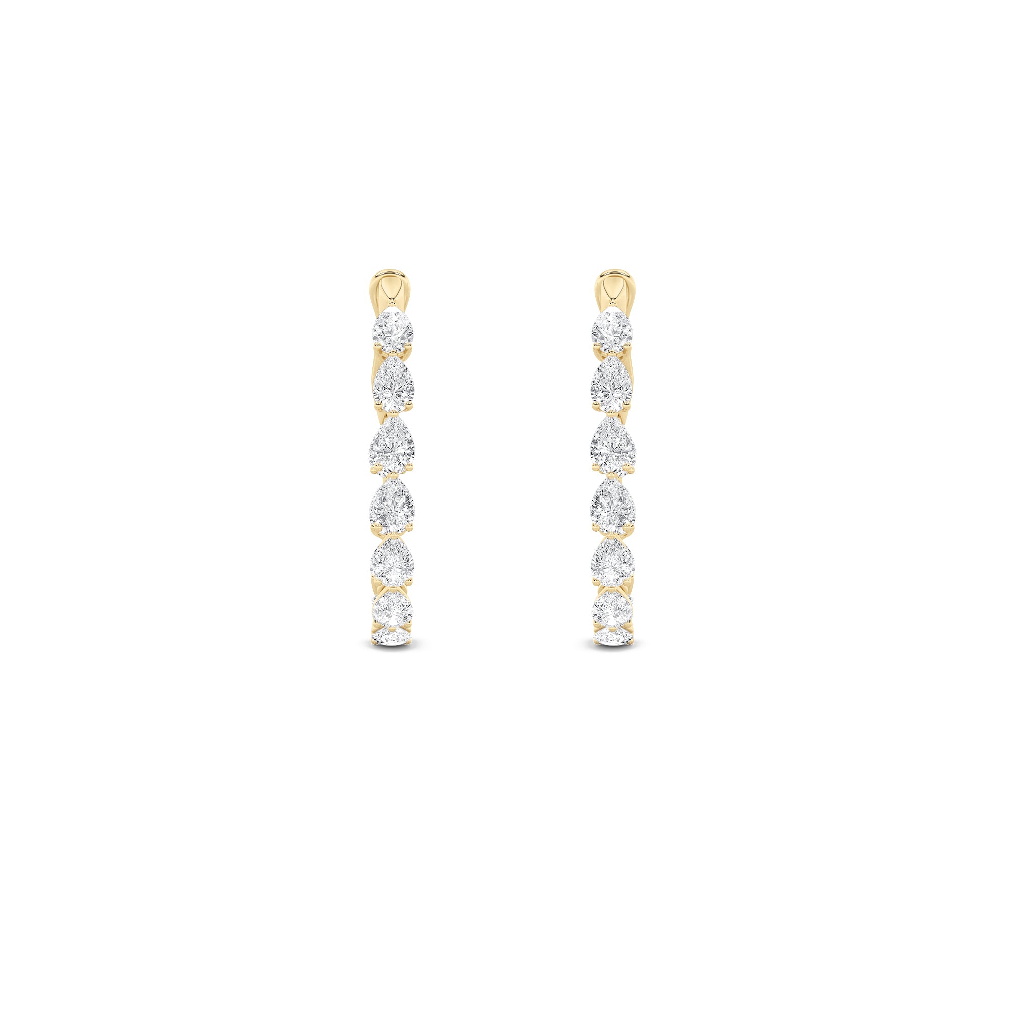 4.25CTW Pear Shaped Lab Grown Diamond (G/VS) Inside Out Hoop Earrings in 14K Gold