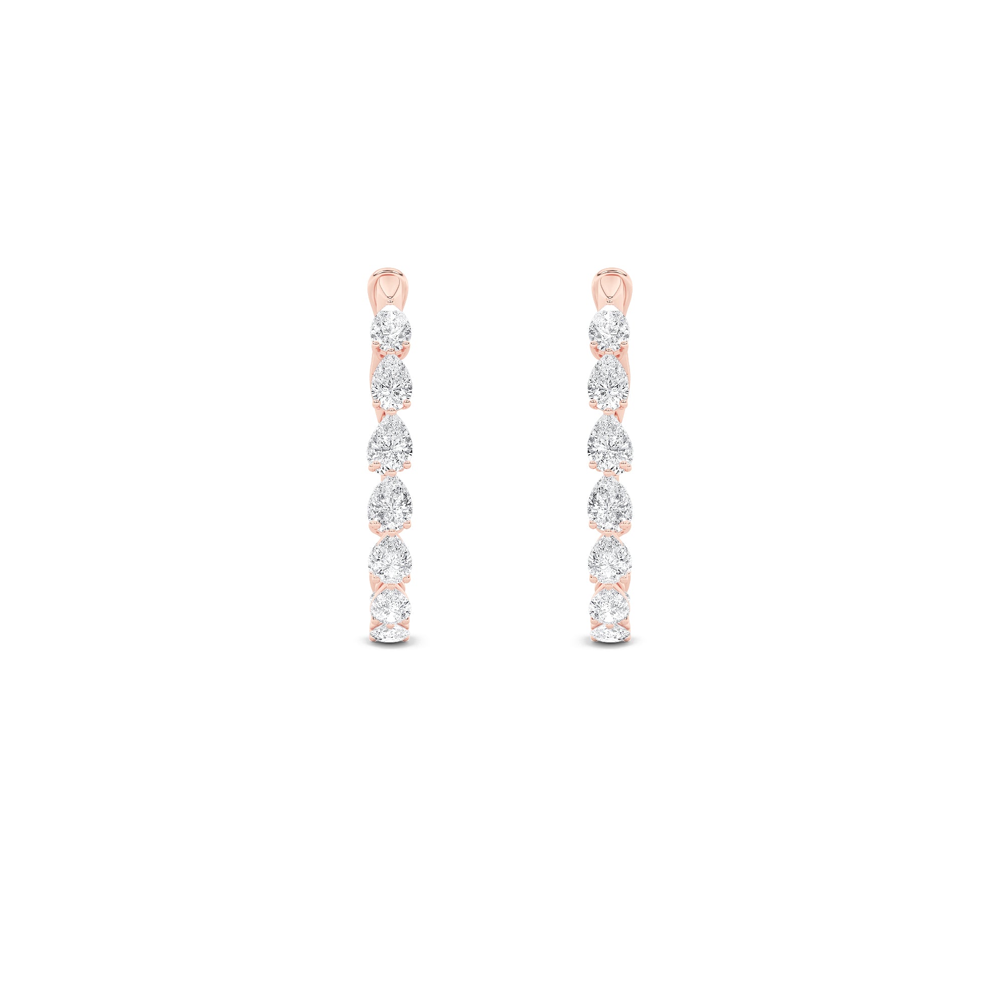 4.25CTW Pear Shaped Lab Grown Diamond (G/VS) Inside Out Hoop Earrings in 14K Gold