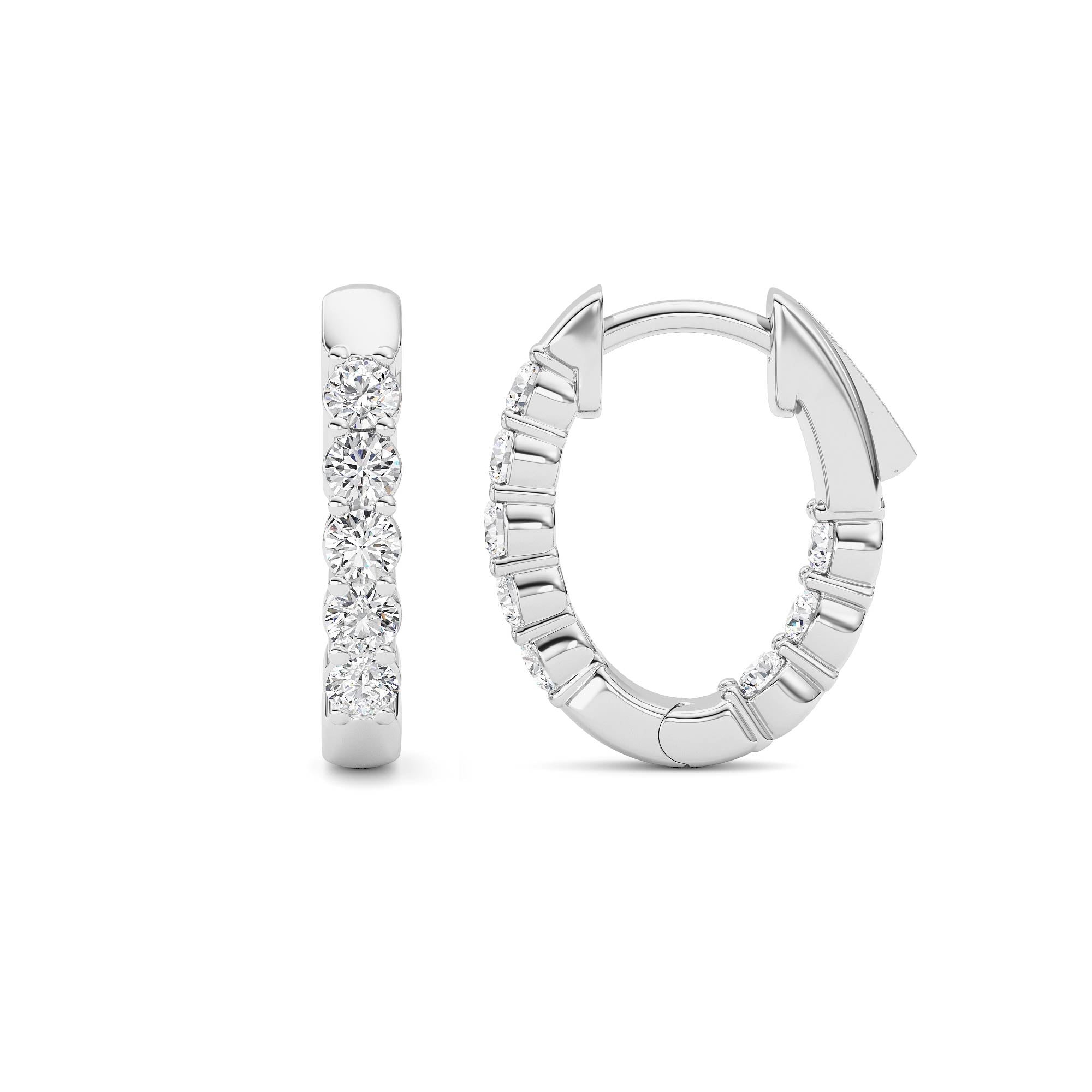 1CTW Round Shaped Lab Grown Diamond (F/VS) Inside Out Hoop Earring in 14K Gold