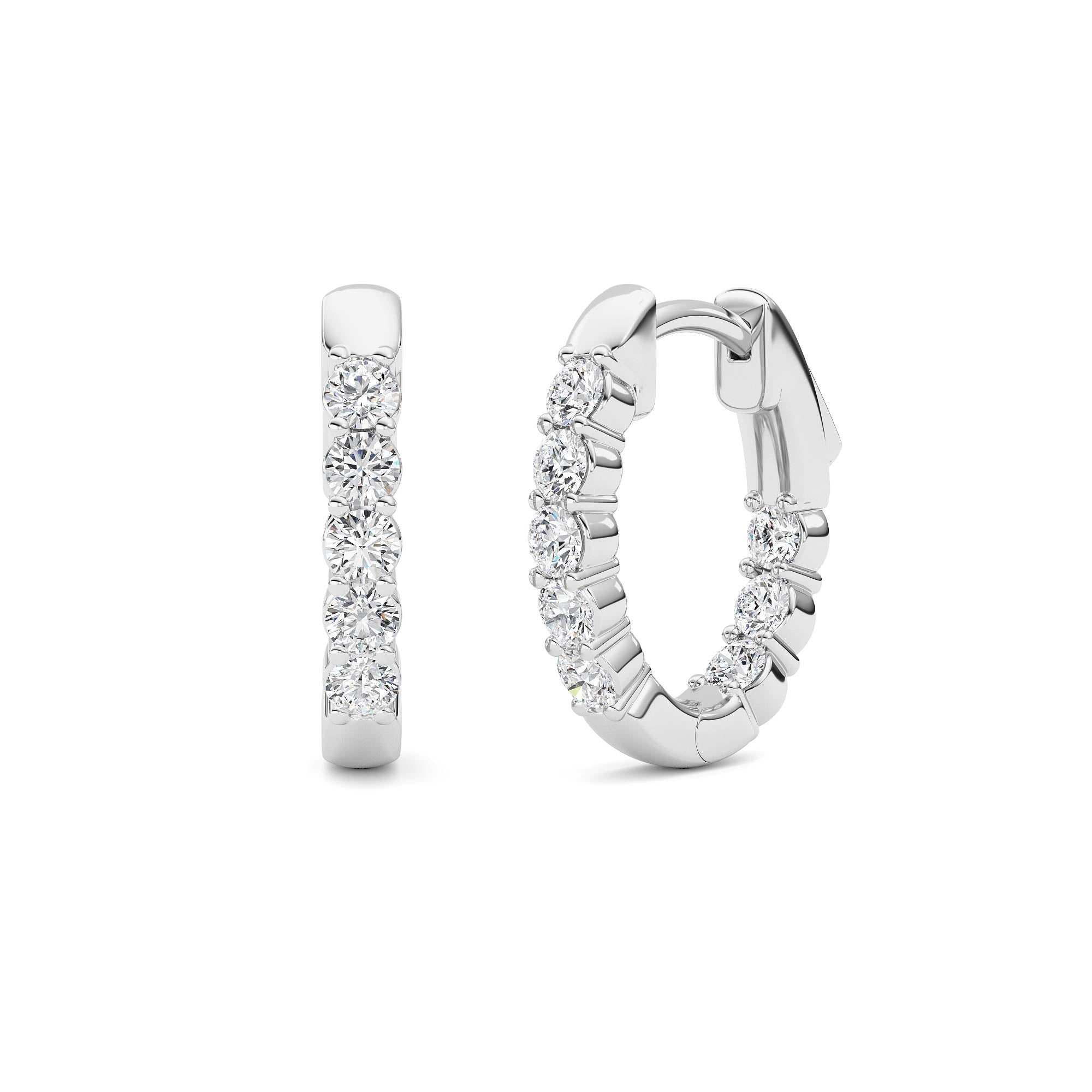 1CTW Round Shaped Lab Grown Diamond (F/VS) Inside Out Hoop Earring in 14K Gold