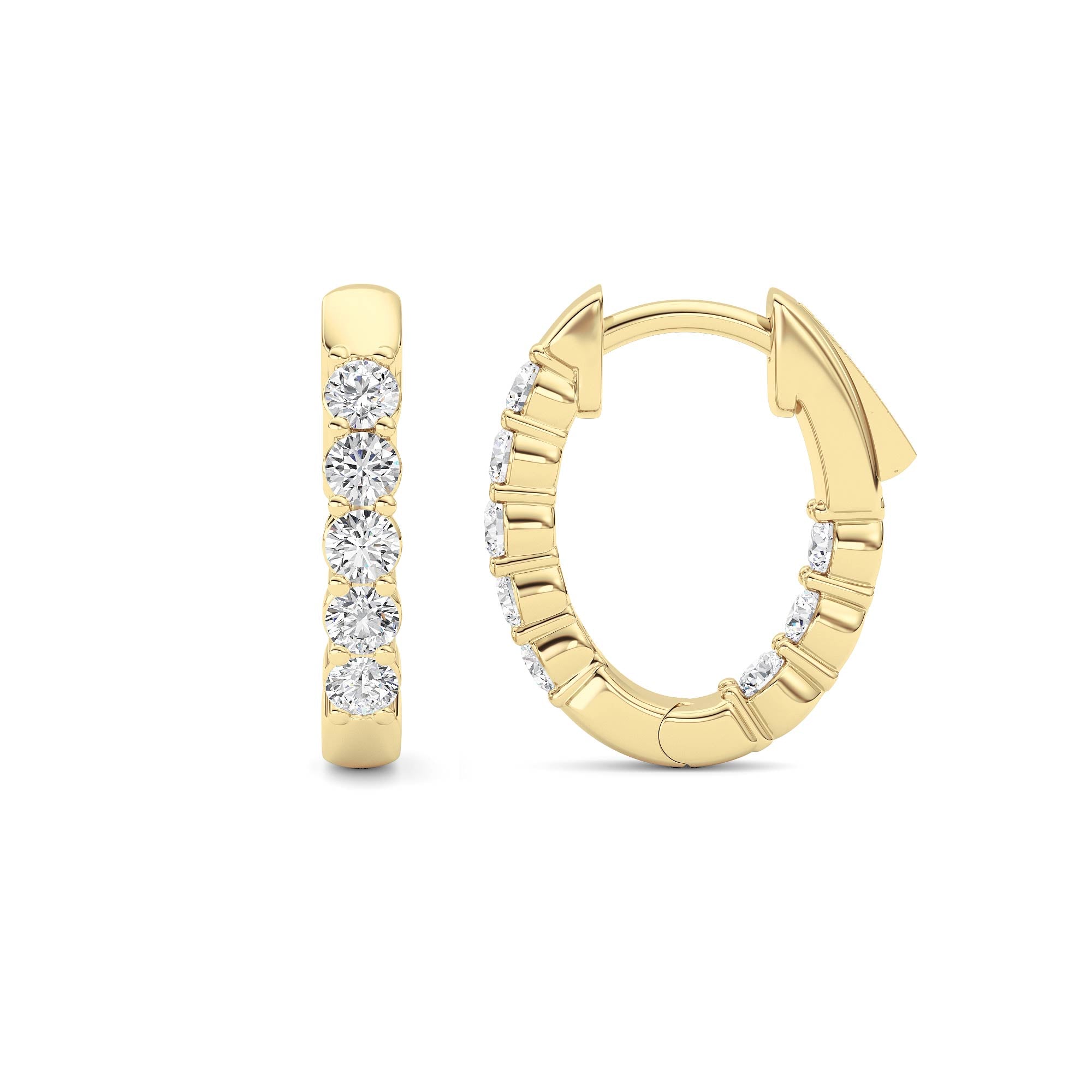 1CTW Round Shaped Lab Grown Diamond (F/VS) Inside Out Hoop Earring in 14K Gold